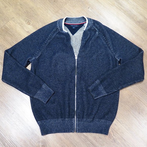 100% Cotton Tommy Hilfiger Men's Zip Up Sweater - Picture 1 of 13